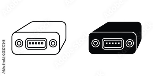 Schilderij op canvas VGA Port Adapter with Screw Mounts isolated on white background