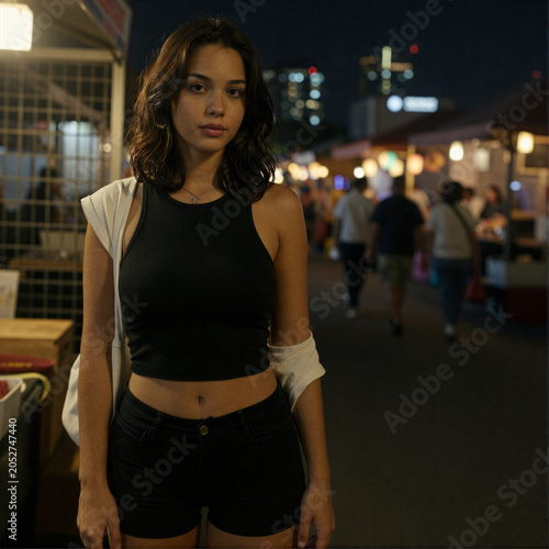 Young Woman at Night Market