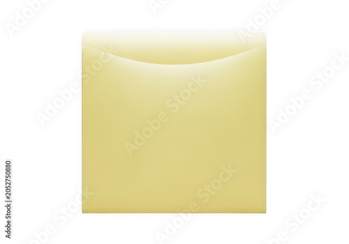 Yellow square envelope with flap closed isolated on, envelope, correspondence isolated on transparent background