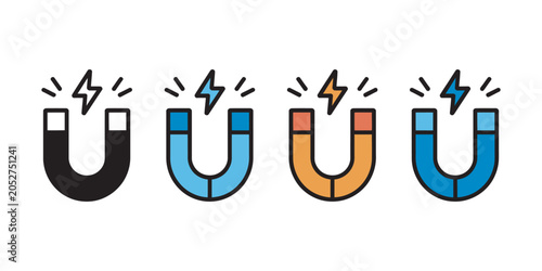Canvastavla Magnet Icon Set Multiple Styles Illustrating Magnetic Attraction Lead Generation
