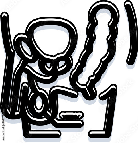 Canvas Print Stylized monkey icon in a continuous line art style, featuring a minimalist desi