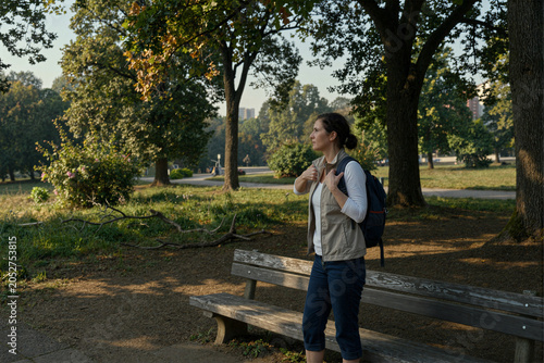 Woman Enjoying Nature in a Park