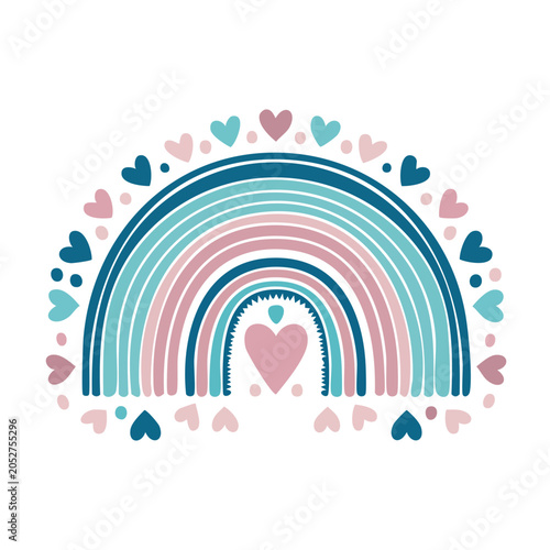 Flat Design Rainbow with Hearts Pattern