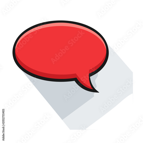 Isometric red speech bubble on white background