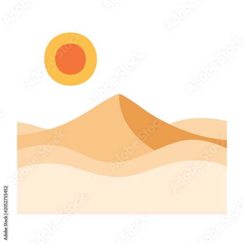Minimalist desert landscape with sun illustration