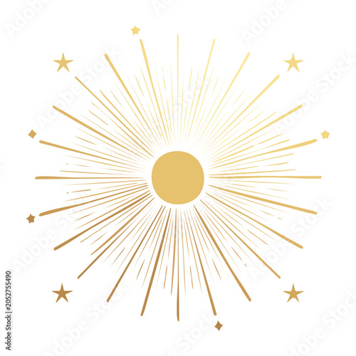 Minimalist Sunburst with Stars