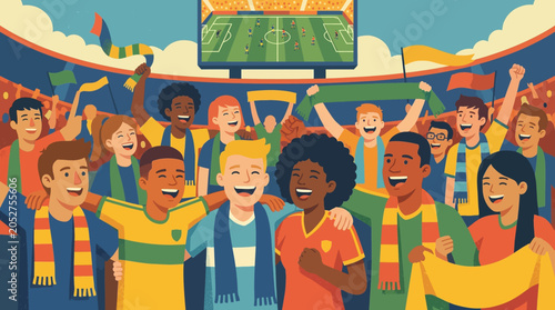 Konstfotografi Soccer Fans Cheering Stadium Crowd.