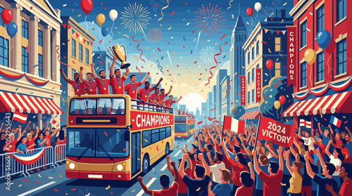 Tableau sur toile Double Decker Bus Parade Celebration.