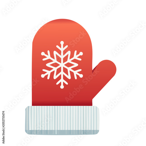 Red mitten with snowflake icon