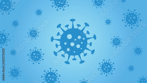Billede på lærred Blue virus particles float against a soft gradient background