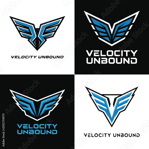 Fotografie Four creative blue winged logo designs for modern gaming brands