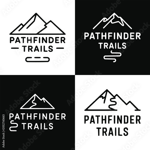 Foto Four minimalist mountain logo designs for pathfinder trails outdoor branding