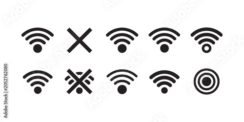 Foto Wireless WiFi Connection Icon Set Vector Illustration with Network Signal Streng