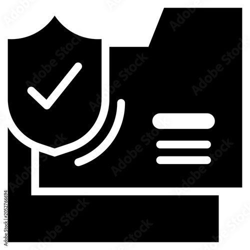 protection shield safety data folder storage solid glyph icon