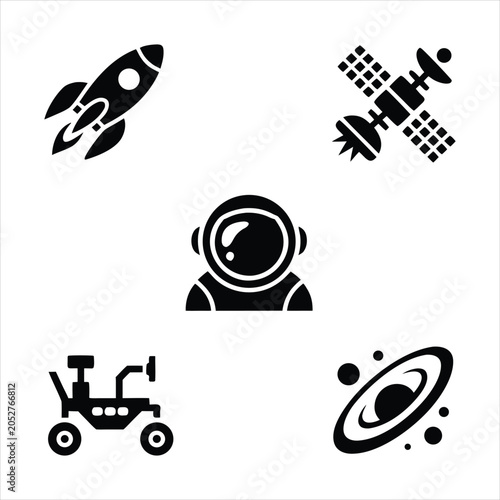 Schilderij op canvas Set of space and astronomy icons