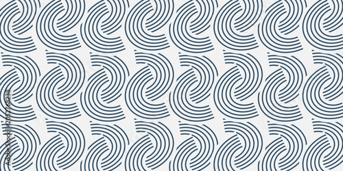 Bild auf Leinwand Seamless background with navy blue wave patterns on a light beige background