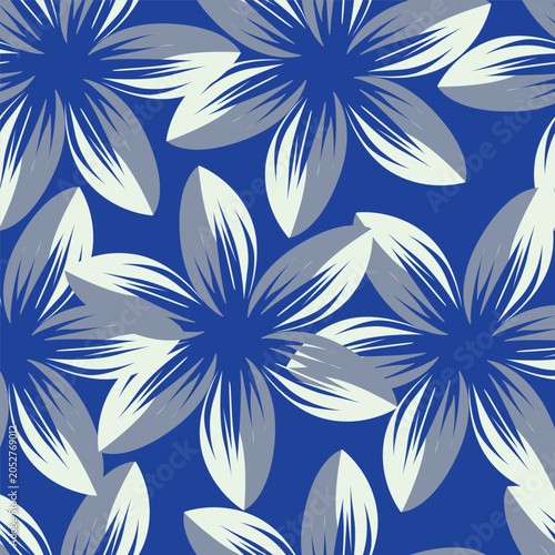 Seamless floral pattern, cute ditsy print with small pink flowers, leaves on purple background. Pretty botanical design for fabric, paper and other surfaces. Vector illustration.