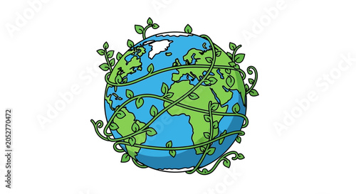 Cuadro en lienzo Earth Globe with Green Leaves.