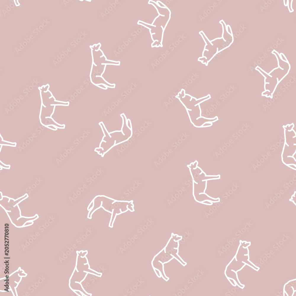 Obraz premium wolf wild animal vector line seamless pattern wolf wild animal sign illustration