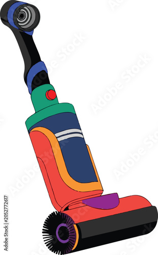Modern Cordless Stick Vacuum Cleaner Vector Illustration – Smart Home Cleaning Appliance Isolated on White Background