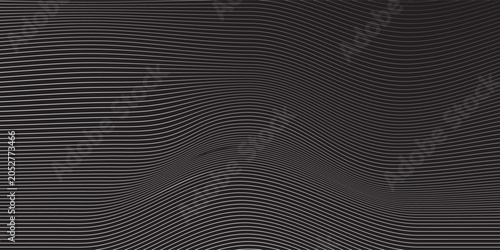 Abstract black and white wavy lines background. Monochrome optical illusion distorted stripe pattern texture.