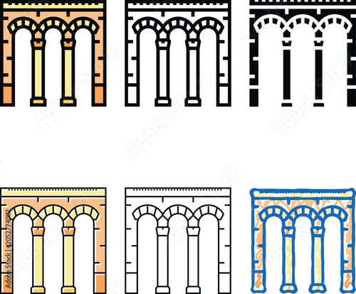 Bild auf Leinwand stylized arch byzantine color icon vector