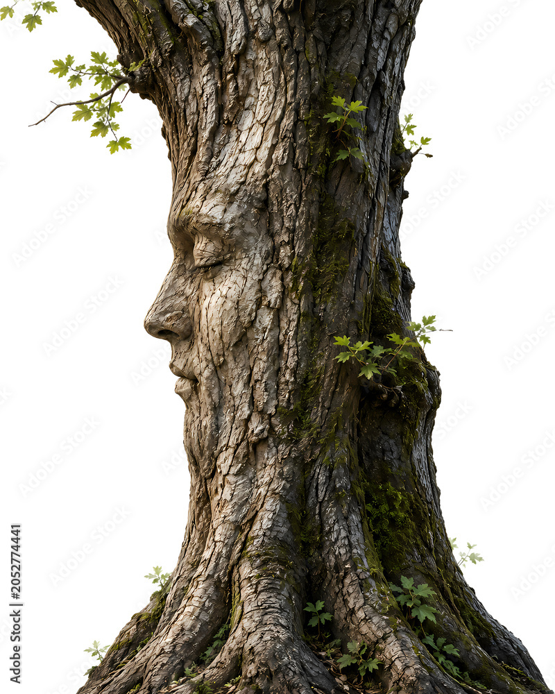 Obraz premium Tree Trunk with Subtle Human Face Silhouette Nature Concept Illustration