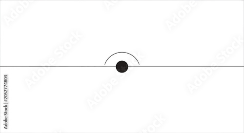 Foto Minimalist graphic design element featuring a black circle on a horizontal line
