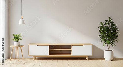 Modern minimalist living room with wooden furniture