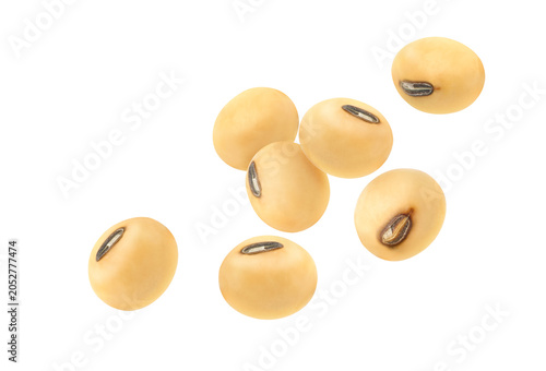 Soybeans seeds isolated on white background.