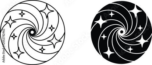 Fotografie Cosmic galaxy spiral vector illustration, Cosmic galaxy spiral icon set