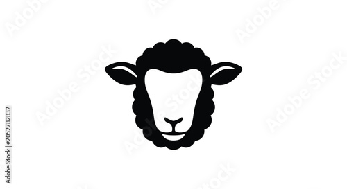 Foto A black silhouette of a sheep s head with detailed wool texture on a white backg