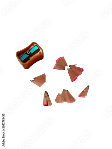 Картината върху платно Pencil sharpener with shavings isolated on transparent background