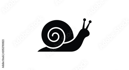 Foto A black snail silhouette against a white background a simple graphic representat