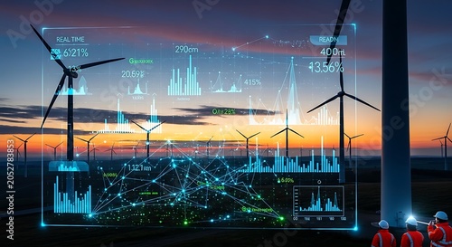 Renewable Energy Technology Wind Farm Sunset.