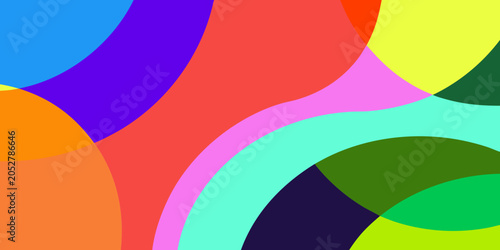 Slika na platnu Overlapping circular shapes colorful vector illustration with a white background