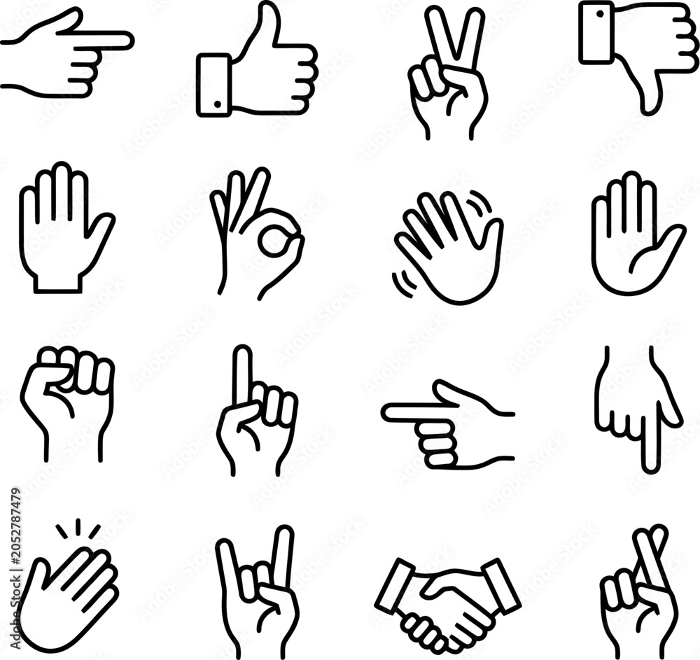 Fototapeta premium Collection of various hand gestures and signs