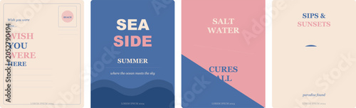 Canvas-taulu Greeting card with wish you were here text and beach theme for summer