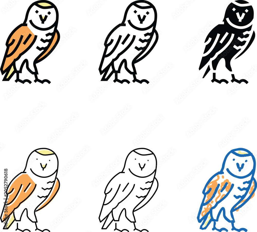 Fototapeta premium owl wild bird color icon vector. owl wild bird multipack sign. isolated symbol