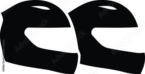 Fotografía Motorcycle racing helmet profile silhouette icons with motorcycle protection hea