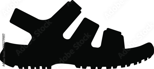Foto Adjustable outdoor hiking sandal silhouette with footwear, silhouette