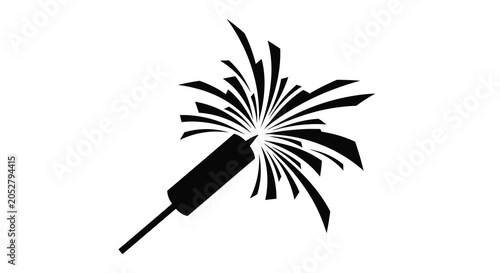 Fotografía Firecracker silhouette with burst effect on a white background