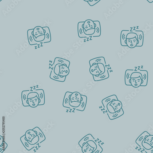 Cuadro en lienzo snoring sleep night vector line seamless pattern snoring sleep night sign illust
