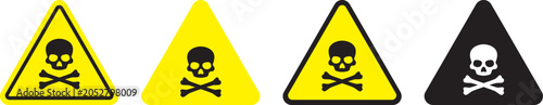 Foto Lethal danger and poison warning sign set featuring yellow and black triangular