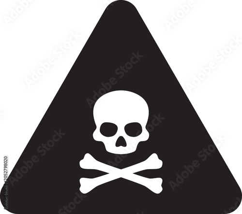 Warning sign with skull and crossbones on red triangle background indicating danger