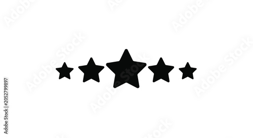 Tableau sur toile Five Black Star Shapes Silhouette Against A White Background