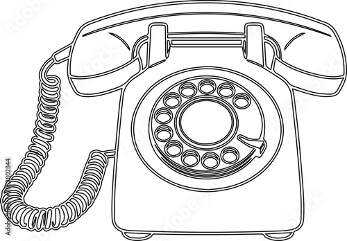 Bild auf Leinwand Classic Vintage Rotary Dial Telephone Line Art Illustration.