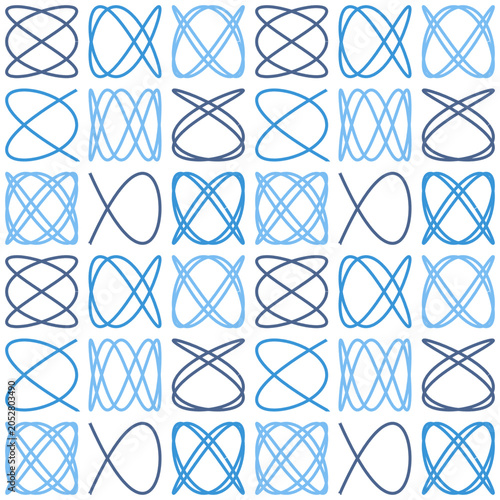 Seamless Lissajous Figures Pattern White Blue