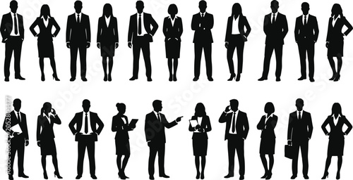 Tableau sur toile Black and white of diverse business professionals in various poses diverse peopl