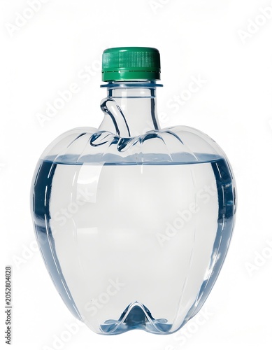 Sparkling Water Bottle in Apple Shaped Design Isolated on White Background.